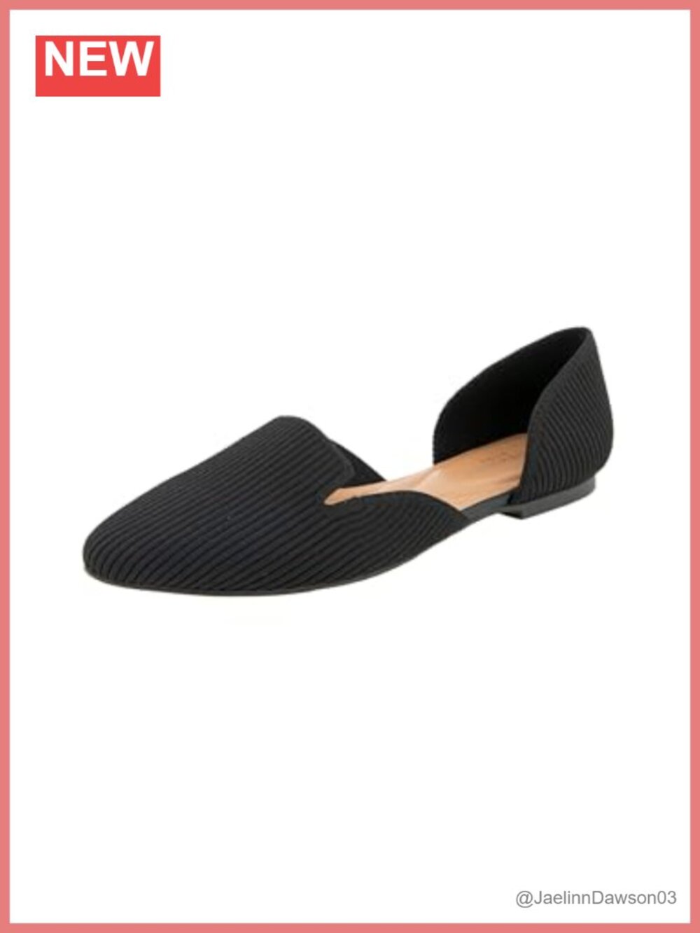 Knit Ballet Flat, Pointed Toe Pull-On Slip-On